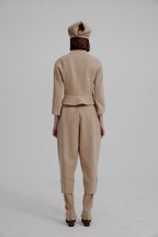 Geometric diagonal volume cropped trousers