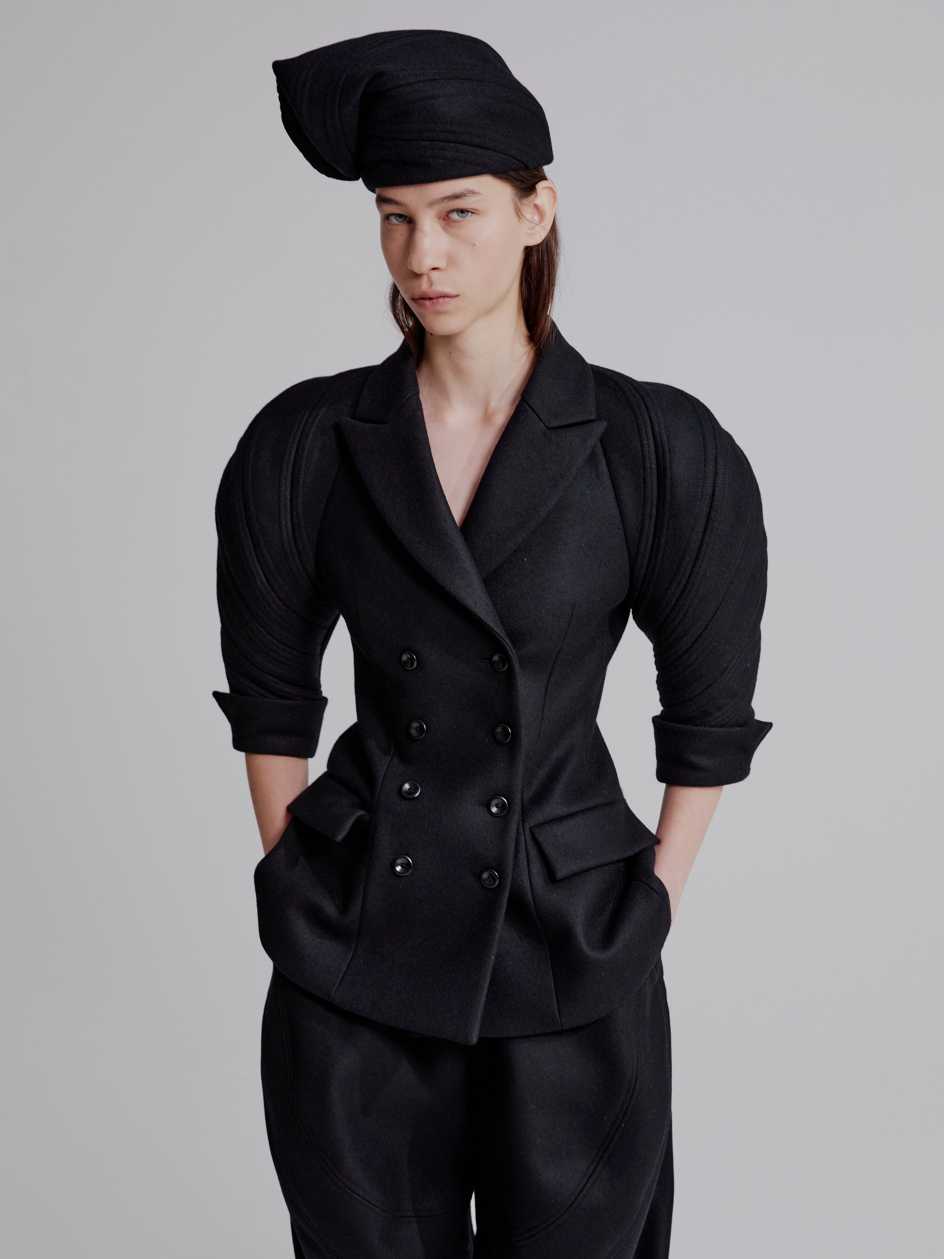 Kinetic sculpted sleeve bloomer jacket