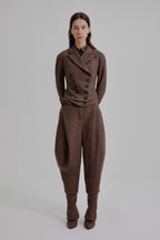 Asymmetric bustle draped bloomer trousers