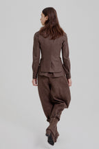Asymmetric bustle draped bloomer trousers