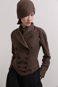 Kinetic line hat in dark brown wool
