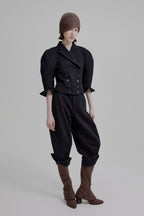 Diagonal volume cropped trousers