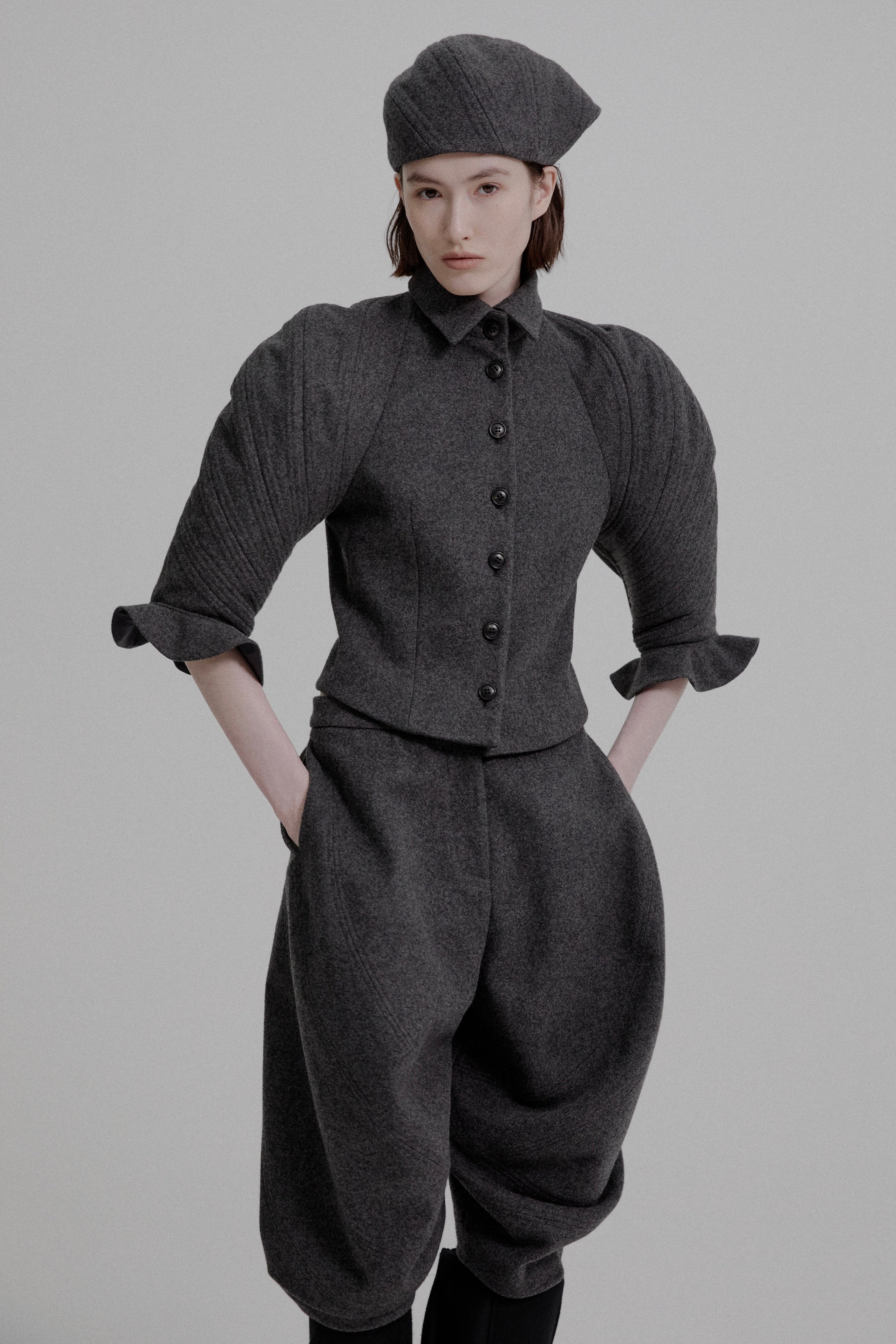 Kinetic sculpted sleeve bloomer jacket
