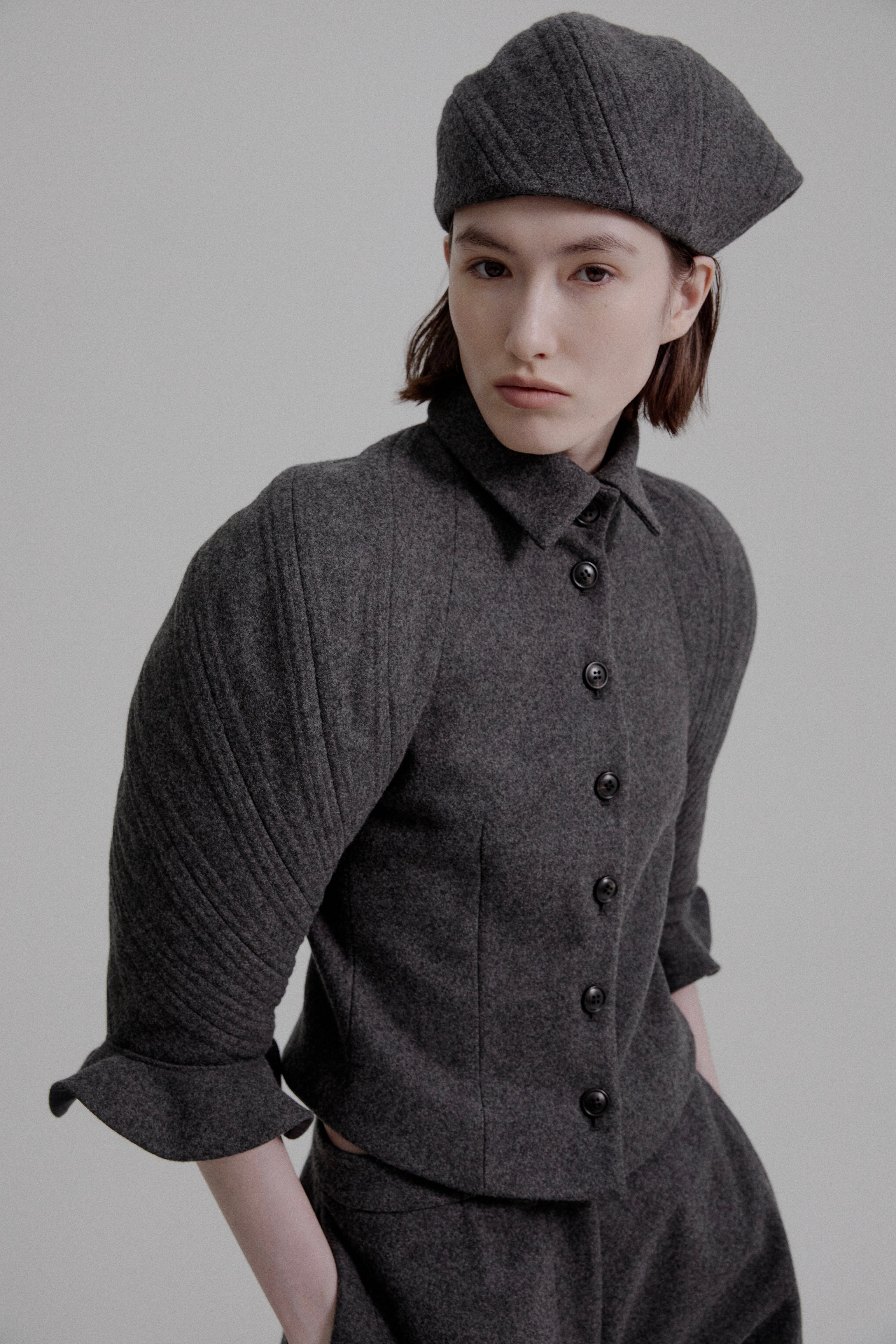 Kinetic sculpted sleeve bloomer jacket