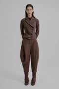 Asymmetric bustle draped bloomer trousers