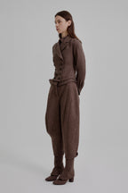 Asymmetric bustle draped bloomer trousers