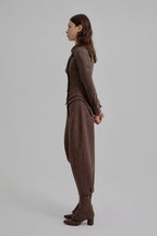 Asymmetric bustle draped bloomer trousers