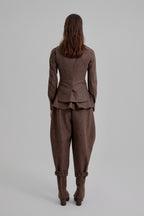 Asymmetric bustle draped bloomer trousers