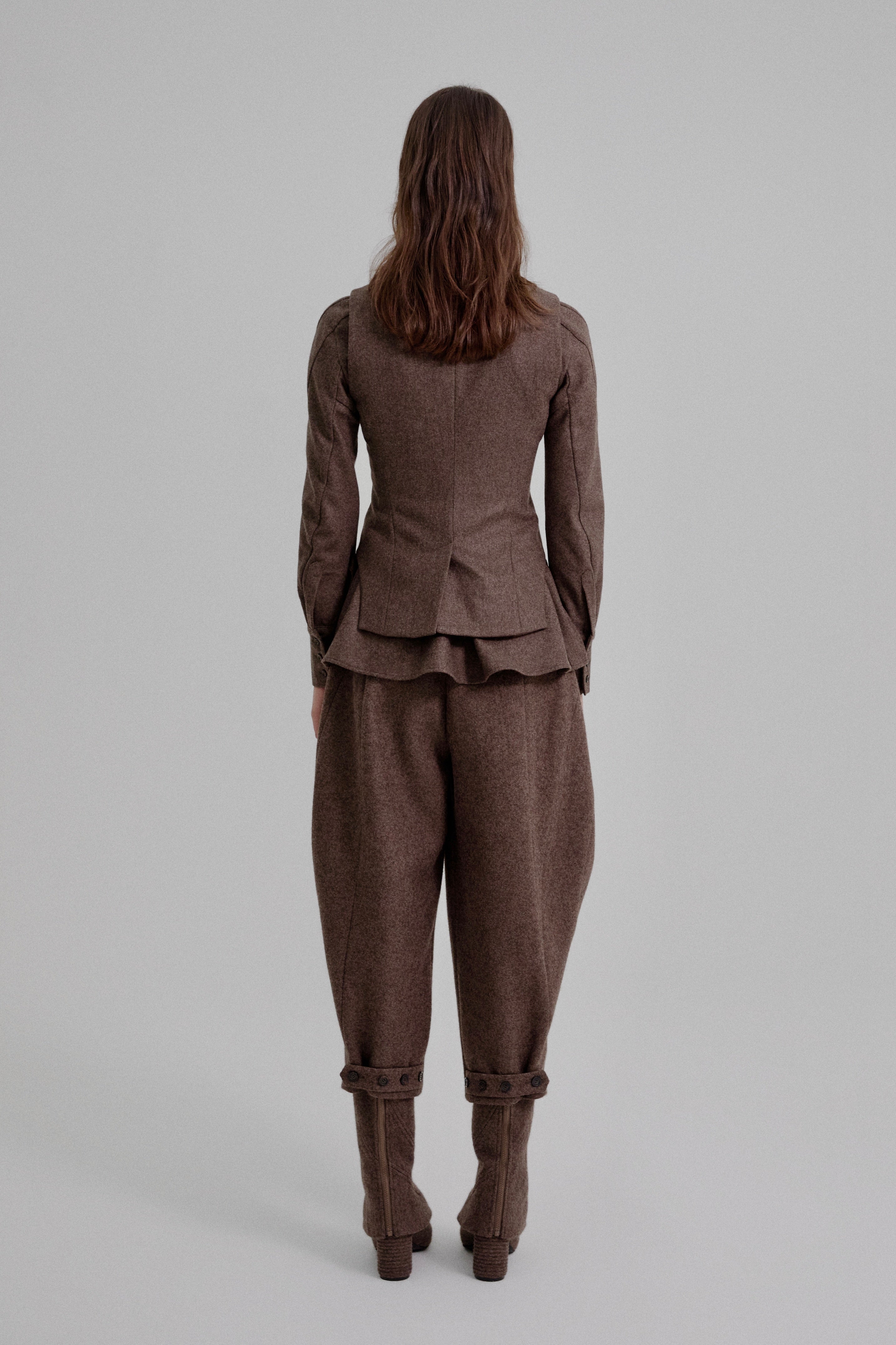 Asymmetric bustle draped bloomer trousers