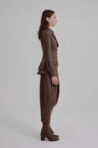 Asymmetric bustle draped bloomer trousers