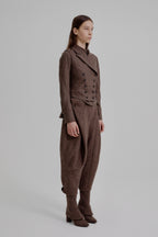 Asymmetric bustle draped bloomer trousers