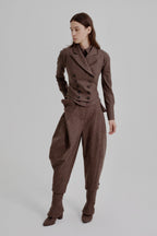 Asymmetric bustle draped bloomer trousers