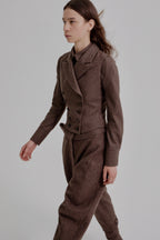 Asymmetric bustle draped bloomer trousers