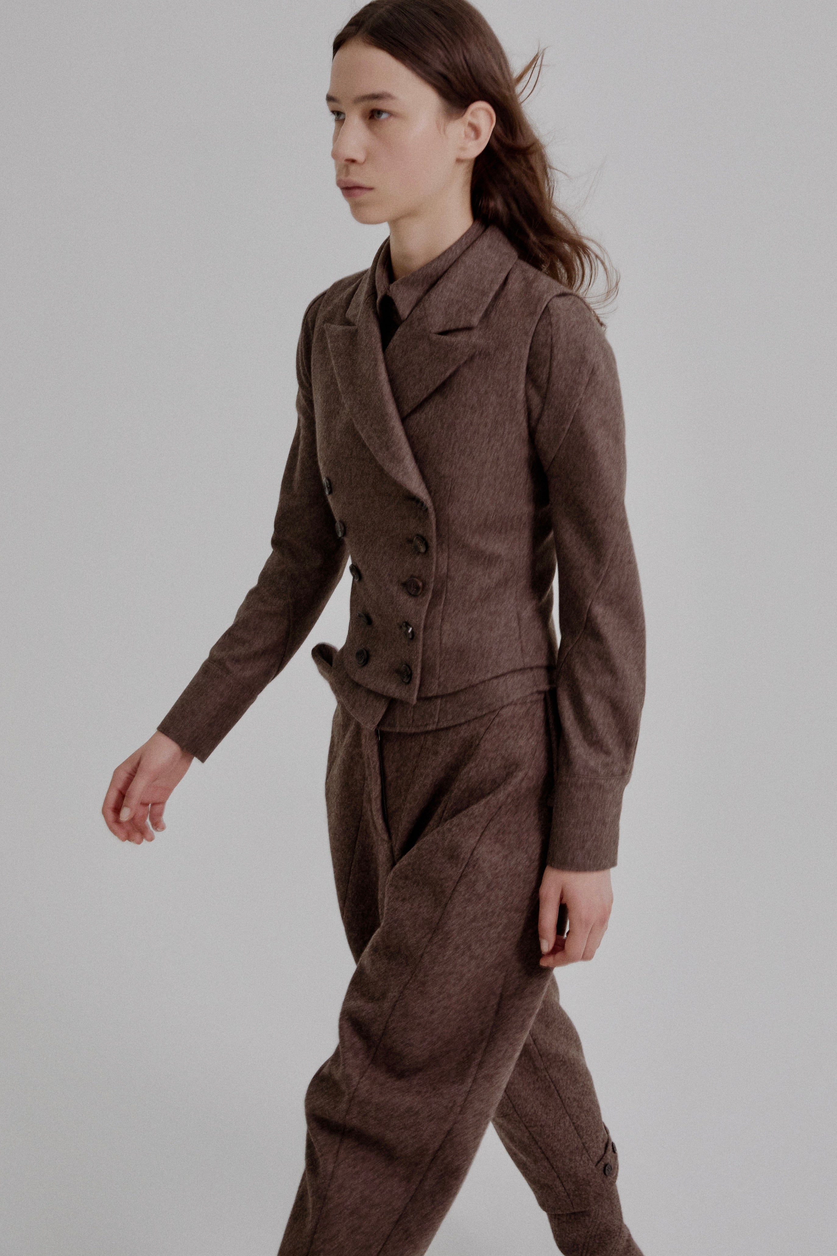 Asymmetric bustle draped bloomer trousers